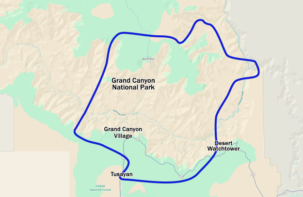 Canyon Spirit Flight Route Map