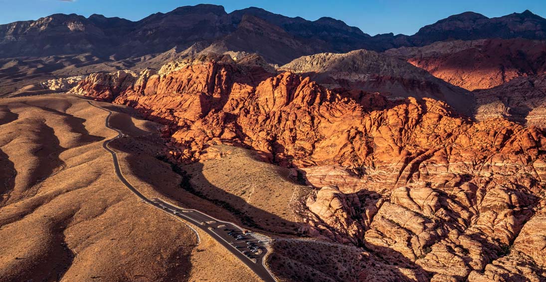 Enjoy views of the red sandstone cliffs of Red Rock Canyon