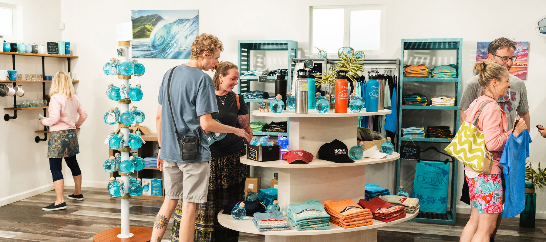 Guests browsing Ocean Vodka gift shop
