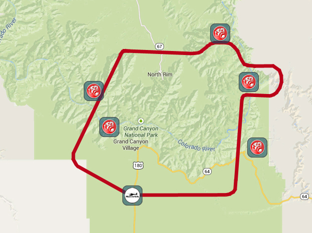 Map of North Rim at Grand Canyon National Park