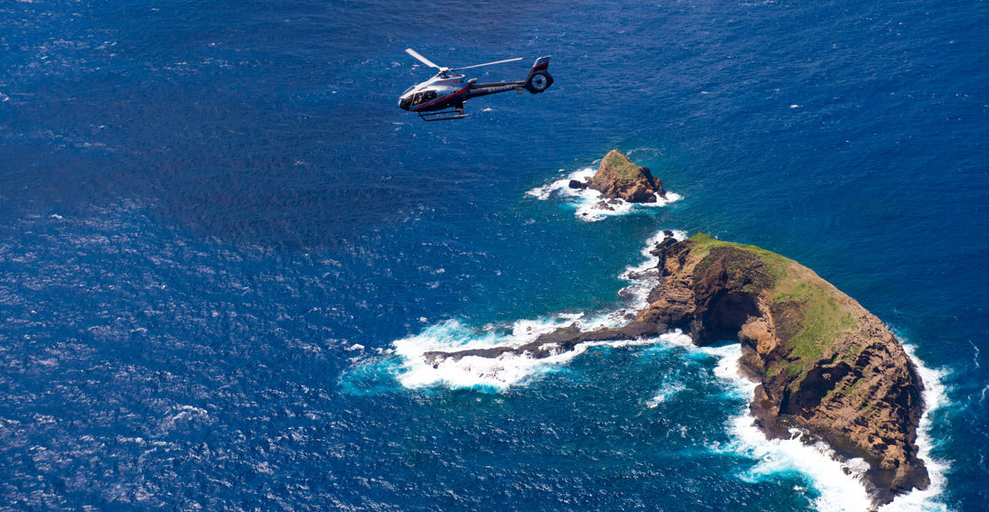 Capture views of the iconic Elephant Rock on your Molokai helicopter tour