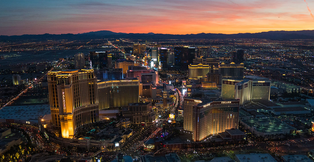 Amazing views from inside the helicopter as Las Vegas comes to life