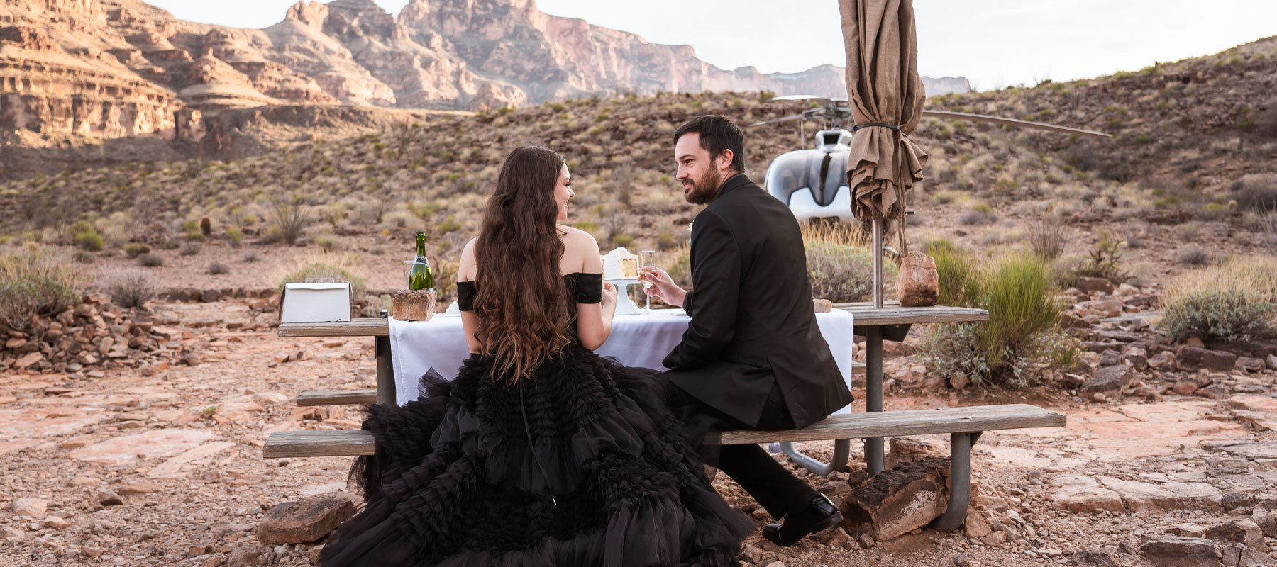 Maverick helicopter landed at a private site deep inside the Grand Canyon