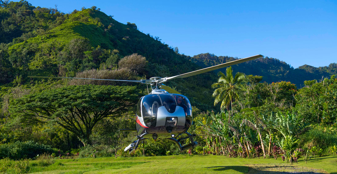 Land in the heart of the Hana Rainforest on this Maui helicopter wedding
