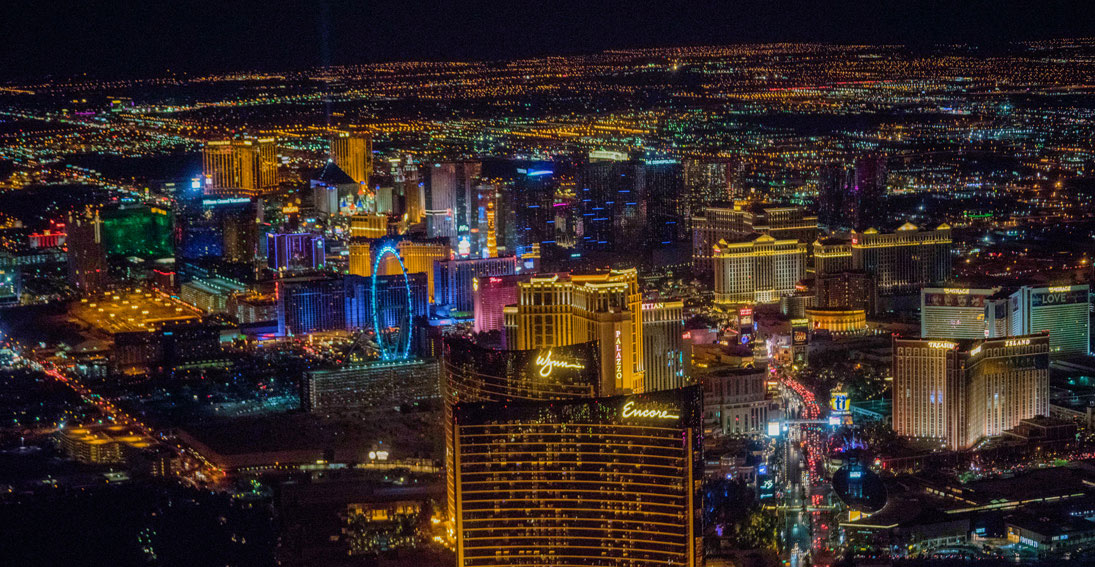 Views from your helicopter wedding above the Las Vegas Strip