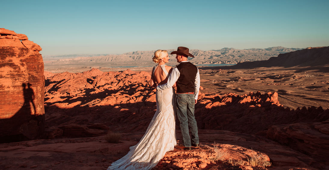 A special sunset wedding at the Valley of Fire for this beautiful bride and groom