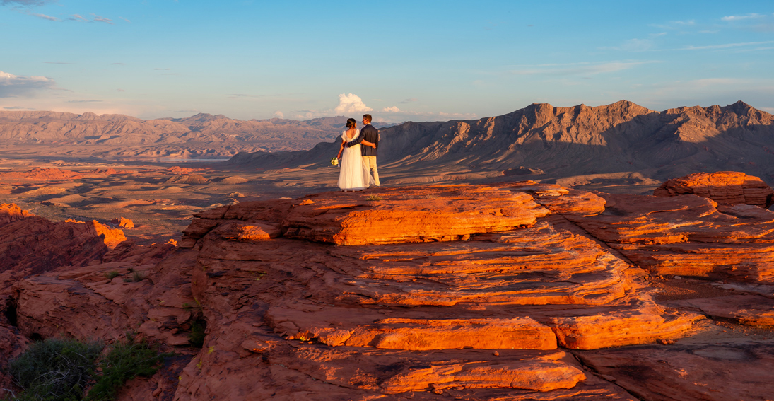 A private wedding plateau at Valley of Fire, offering breathtaking views of red sandstone formations